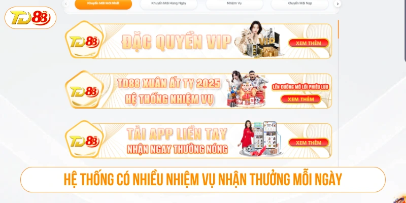 Nhà cái thường xuyên mở khóa các nhiệm vụ độc quyền ngắn hạn